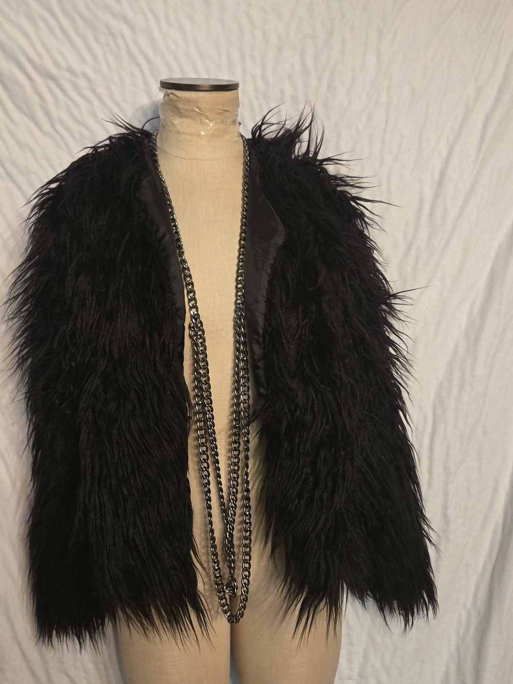 Vintage Black Faux Fur Blazer Jacket